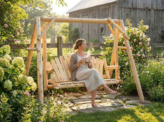 Rustic Log Swing Set