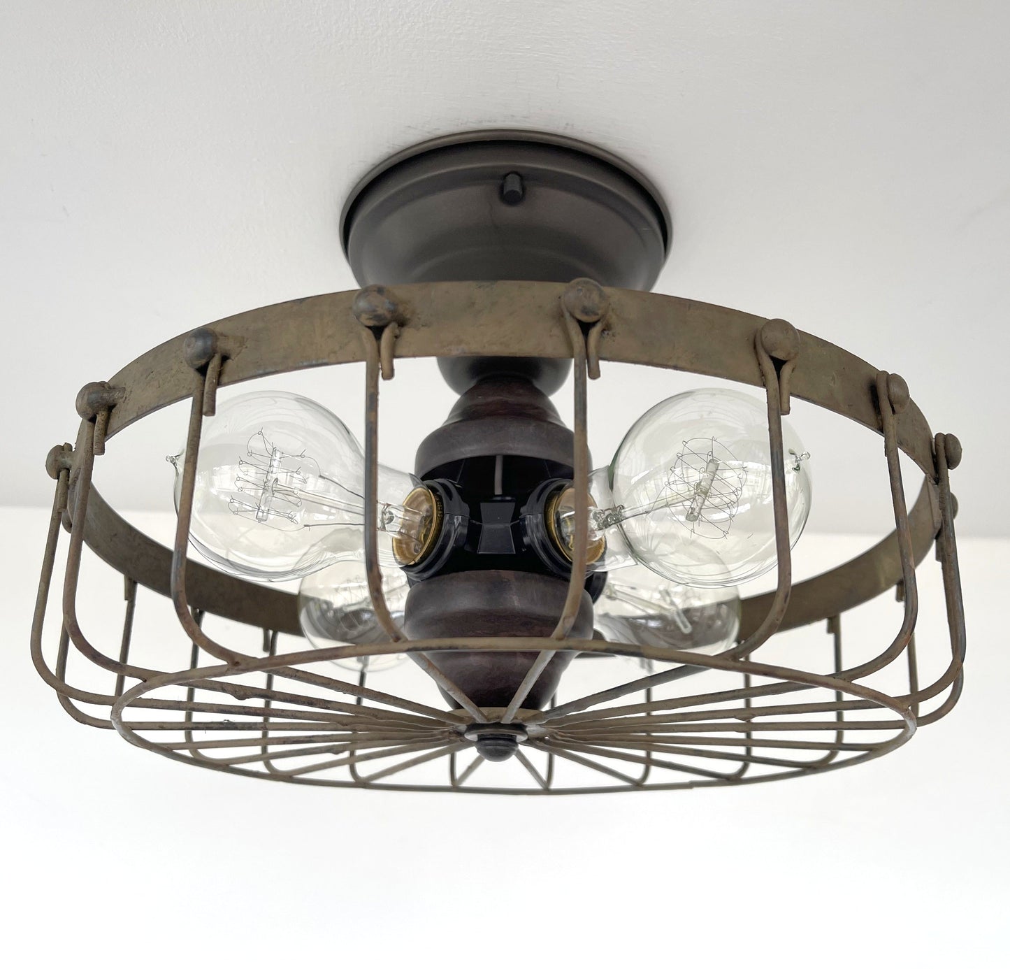 Rustic Industrial Cage Ceiling Light | 11.5"