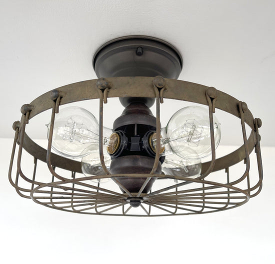 Rustic Industrial Cage Ceiling Light | 11.5"