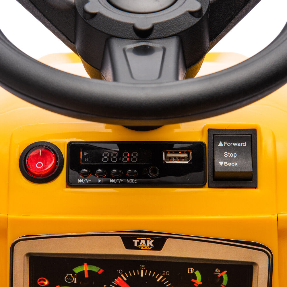 Electric Battery-Powered Ride-On Tractor and Excavator with Trailer for Kids Age 5 and Up