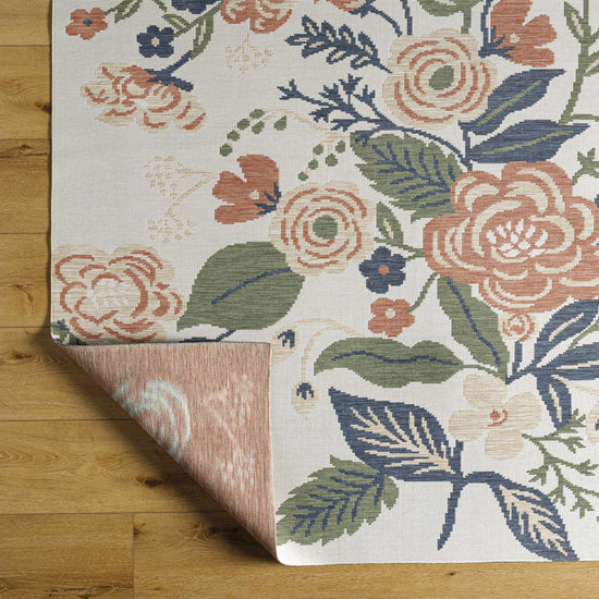 Ponto Cream & Green Floral Outdoor Area Rug - Clearance
