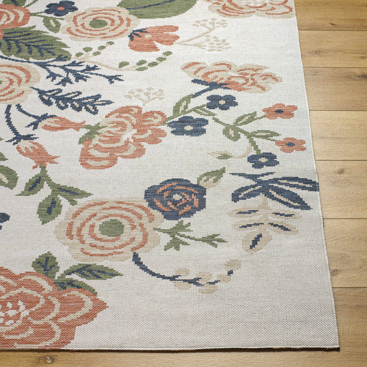 Ponto Cream & Green Floral Outdoor Area Rug - Clearance