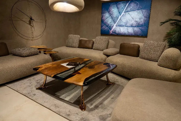 Luxury Epoxy Resin River Walnut Coffee Table | Osso Collection