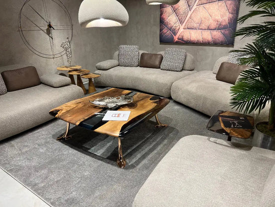 Luxury Epoxy Resin River Walnut Coffee Table | Osso Collection
