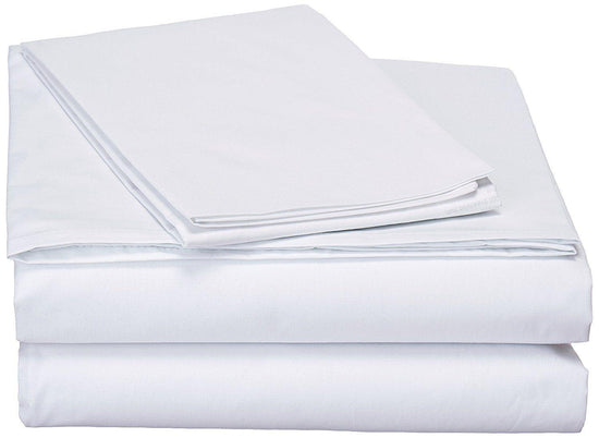 DaDa Bedding White Cotton Flat Sheet Set with Pillow Cases