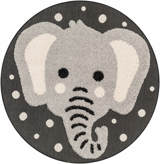 Kids Elephant Animal Print Nursery Outdoor Area Rug - Clearance