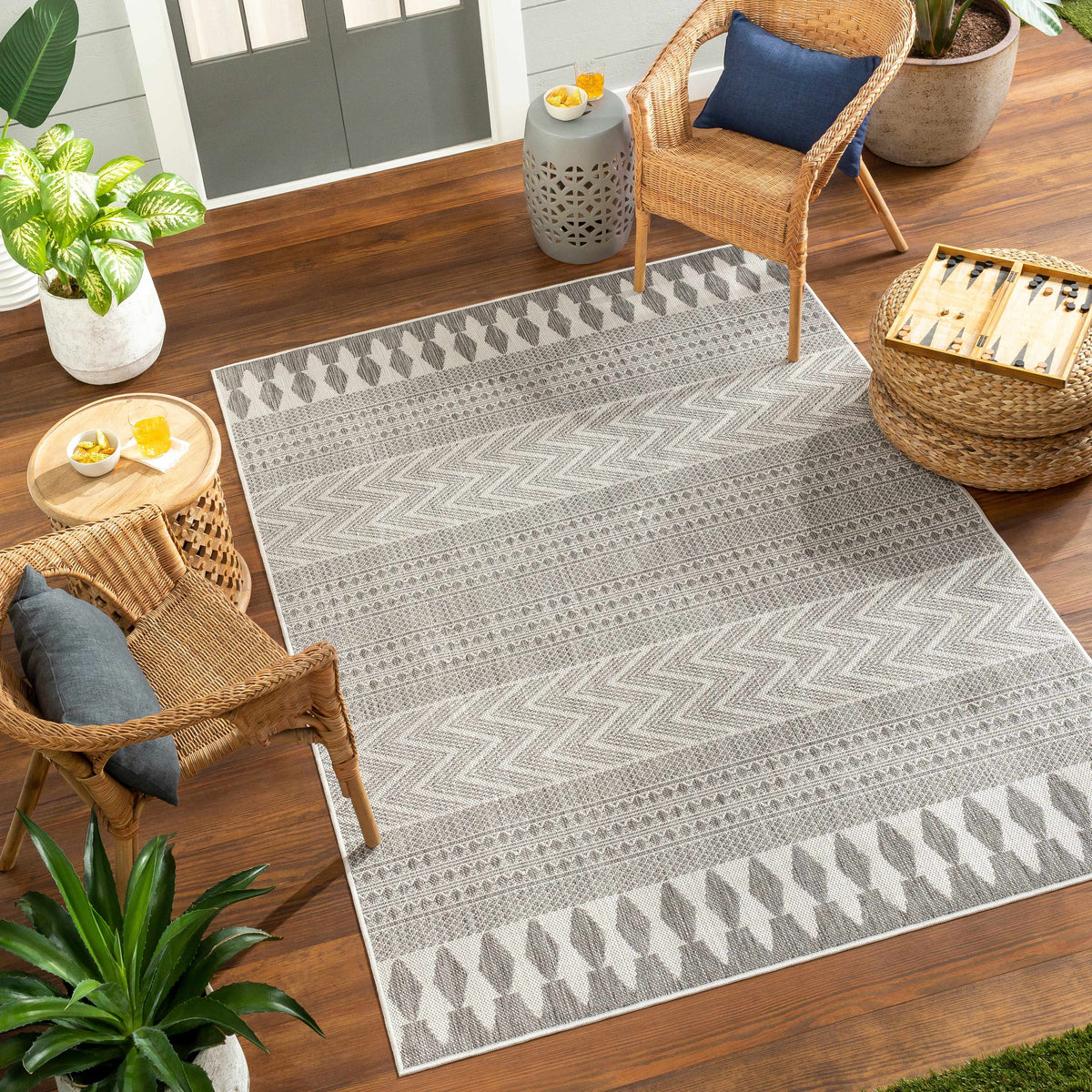 Asif Charcoal Outdoor Area Rug - Clearance