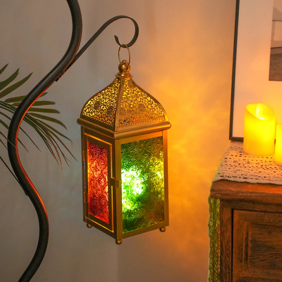 12'' Gold Moroccan Candle Lantern