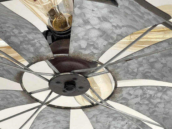 Farmhouse Galvanized Windmill STATIONARY Ceiling Light 16"