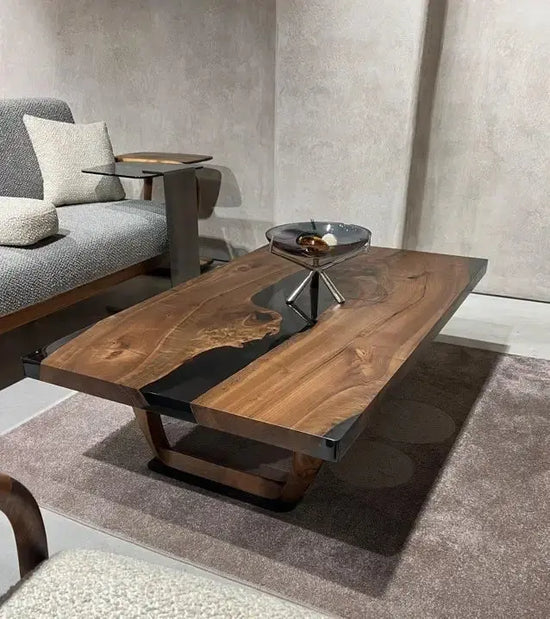 Resin Coffee Table With Walnut Legs