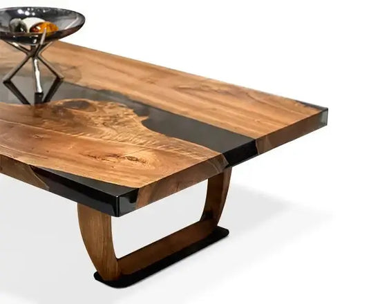 Resin Coffee Table With Walnut Legs