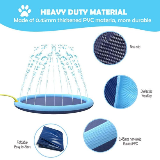 Splash Sprinkler Pad for Dogs Kids Non-Slip Thicken Dog Pool with Sprinkler Pet Summer Outdoor Play Water Mat Toys for Pet Dogs Splash Sprinkler Pad for Dogs Non-Slip Thicken Sprinkler Pool for Summer Outdoor