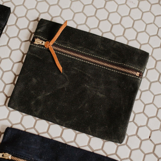 Waxed Canvas Utility Pouch  - USA Made