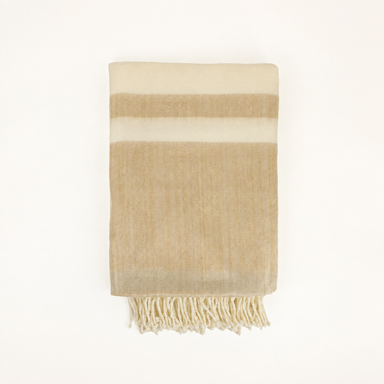 Handwoven Alpaca Throw Blanket | Tobacco & Wheat | Kallpa Collection