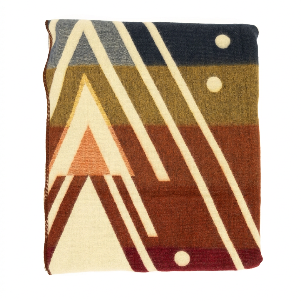 Reversible Handwoven Alpaca Throw Blanket | Chevron Red, Blue, Peach & Brown | Yachana Collection