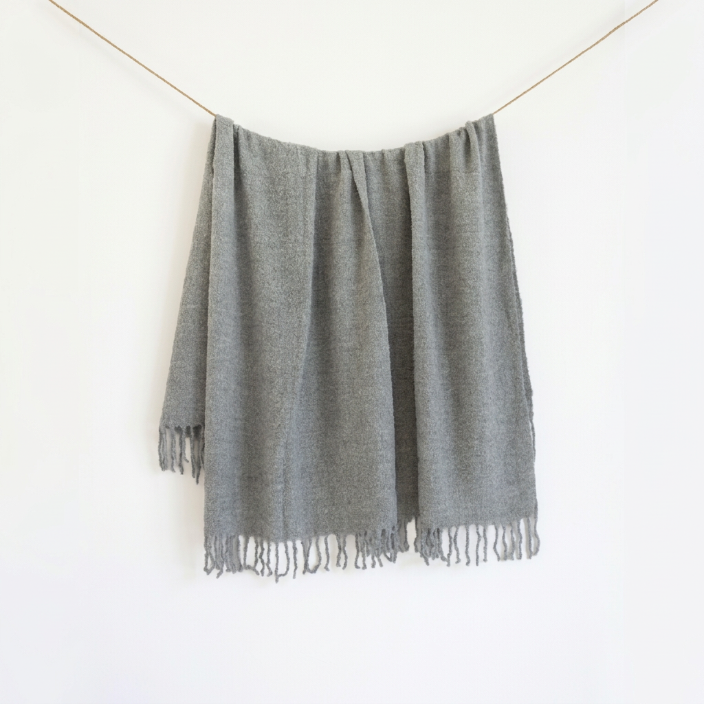 Handloomed Alpaca Bouclé Throw Blanket | Silver | Made in Peru