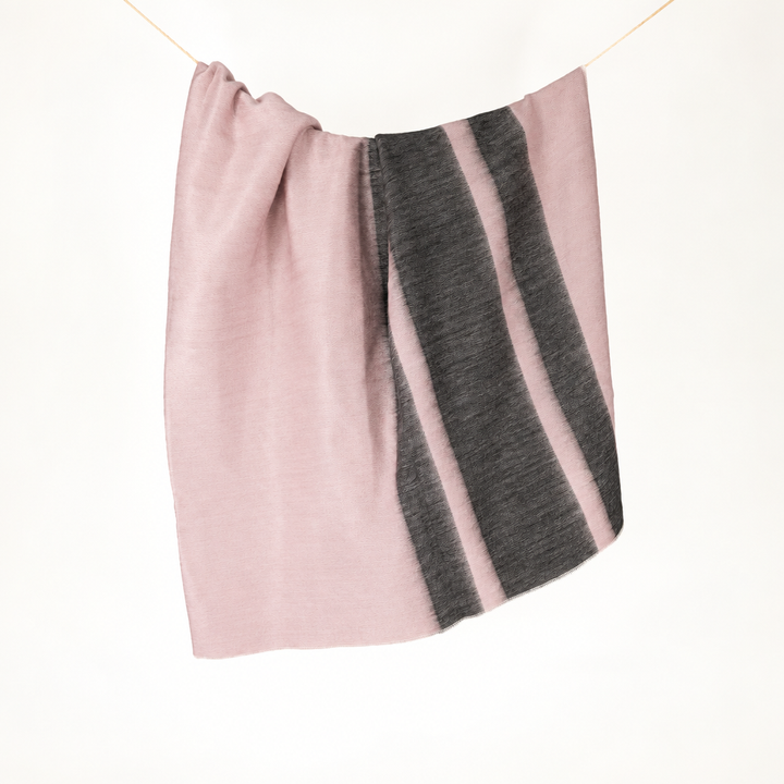 Handwoven Alpaca Throw Blanket | Pink & Charcoal | Kallpa Collection