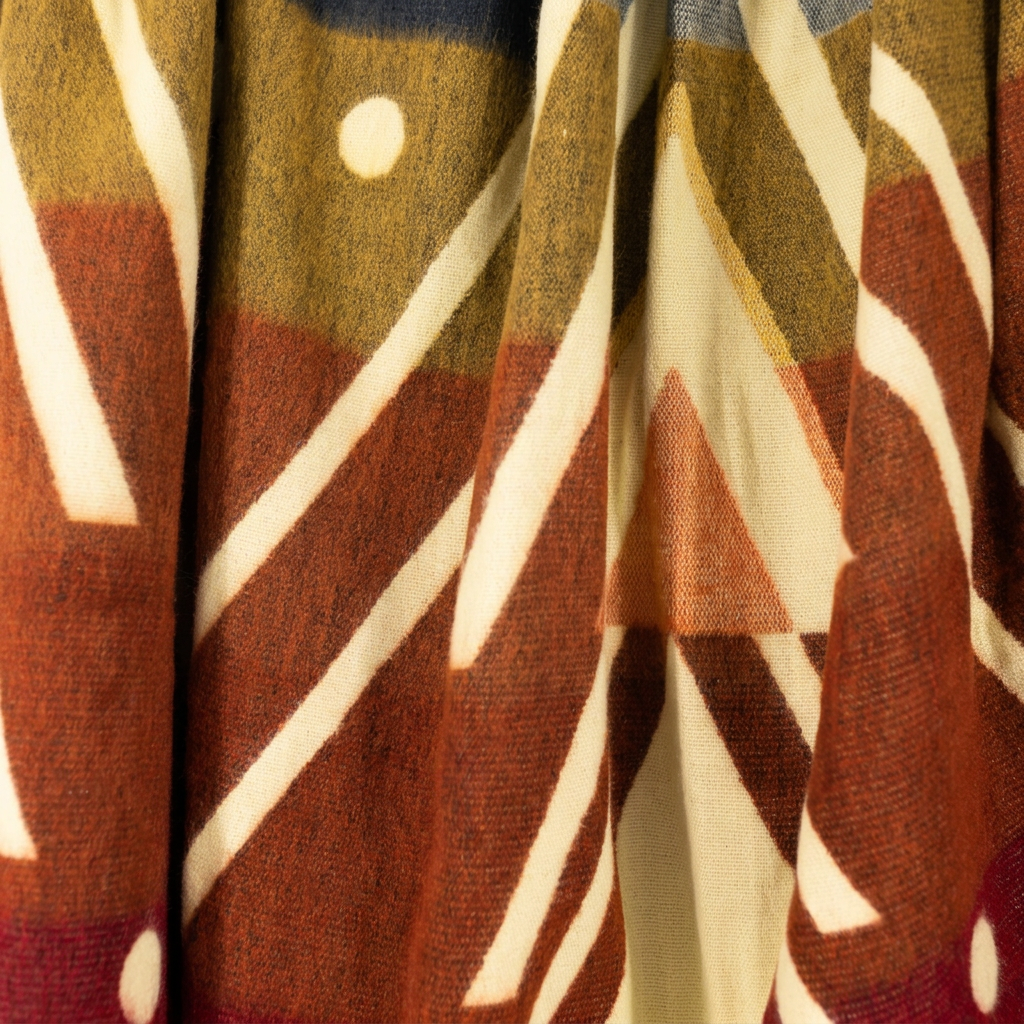 Reversible Handwoven Alpaca Throw Blanket | Chevron Red, Blue, Peach & Brown | Yachana Collection