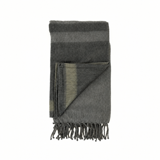 Handwoven Alpaca Throw Blanket | Storm Gray & Olive | Kallpa Collection