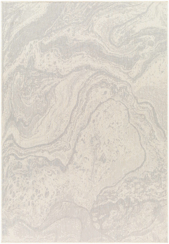 Basma Cream Marble Outdoor Area Rug - Clearance