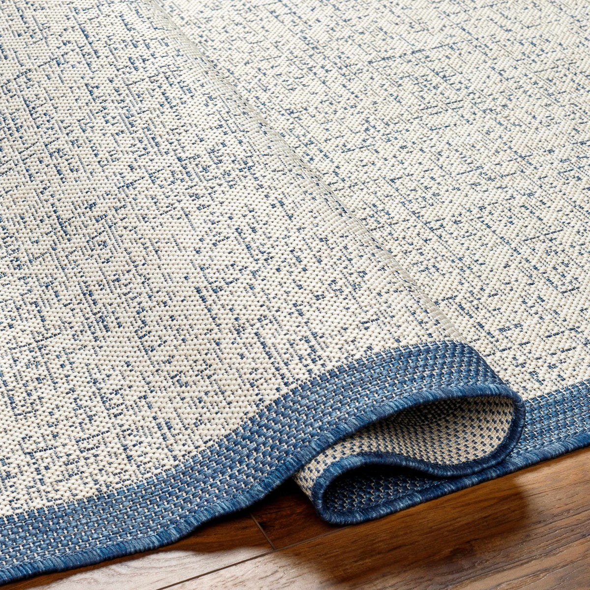 Demas Blue & Cream Outdoor Area Rug - Clearance