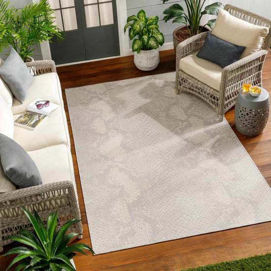 Estee Cream Snake-Patterned Outdoor Area Rug - Clearance