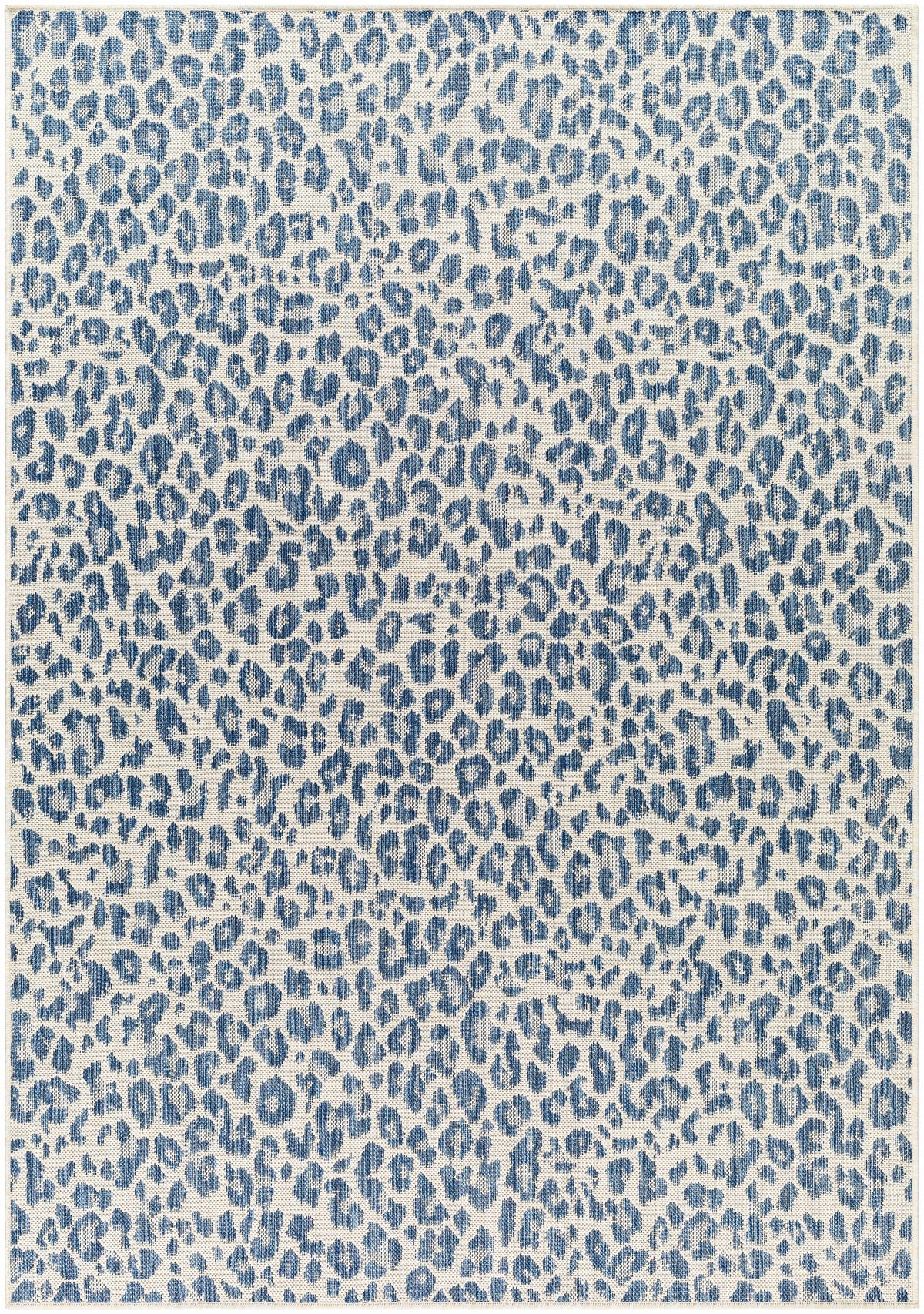 Garbo Blue Leopard Print Outdoor Area Rug - Clearance