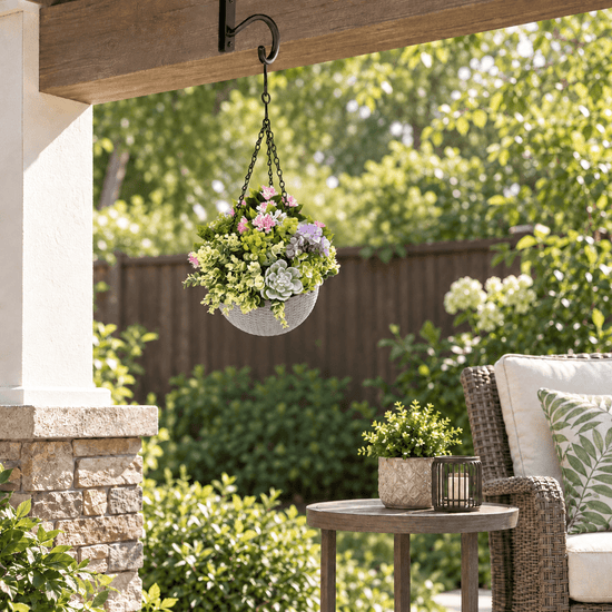 Succulent Artificial Hanging Basket 14in – UV Resistant