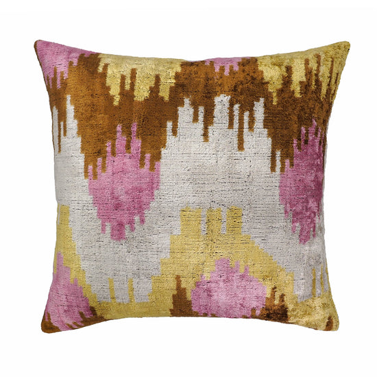 Sunset Tide Silk Velvet Ikat Throw Pillow Cover 20 X 20