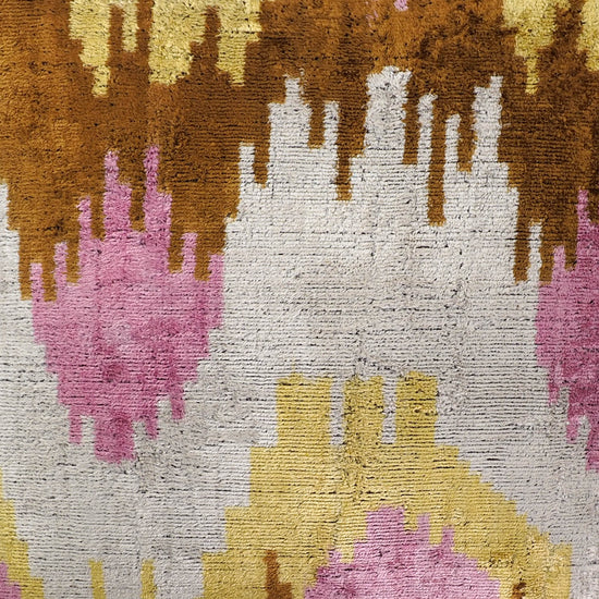 Sunset Tide Silk Velvet Ikat Throw Pillow Cover 20 X 20