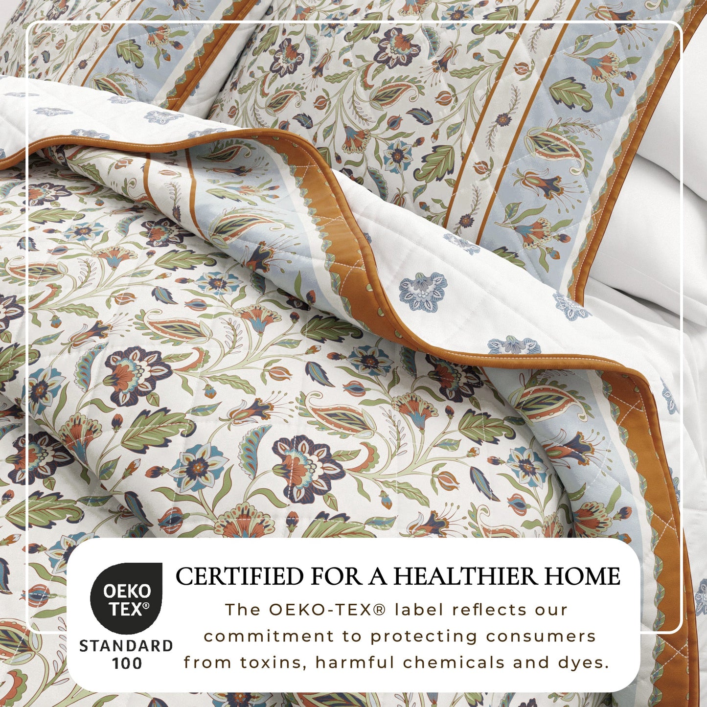 Floral Boho Printed Cotton Quilt Set - Indira Collection