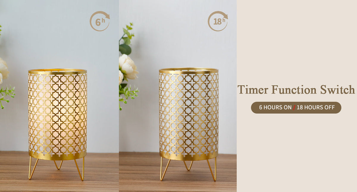 Set of 2 Battery Operated Lamp 9'' (Gold)