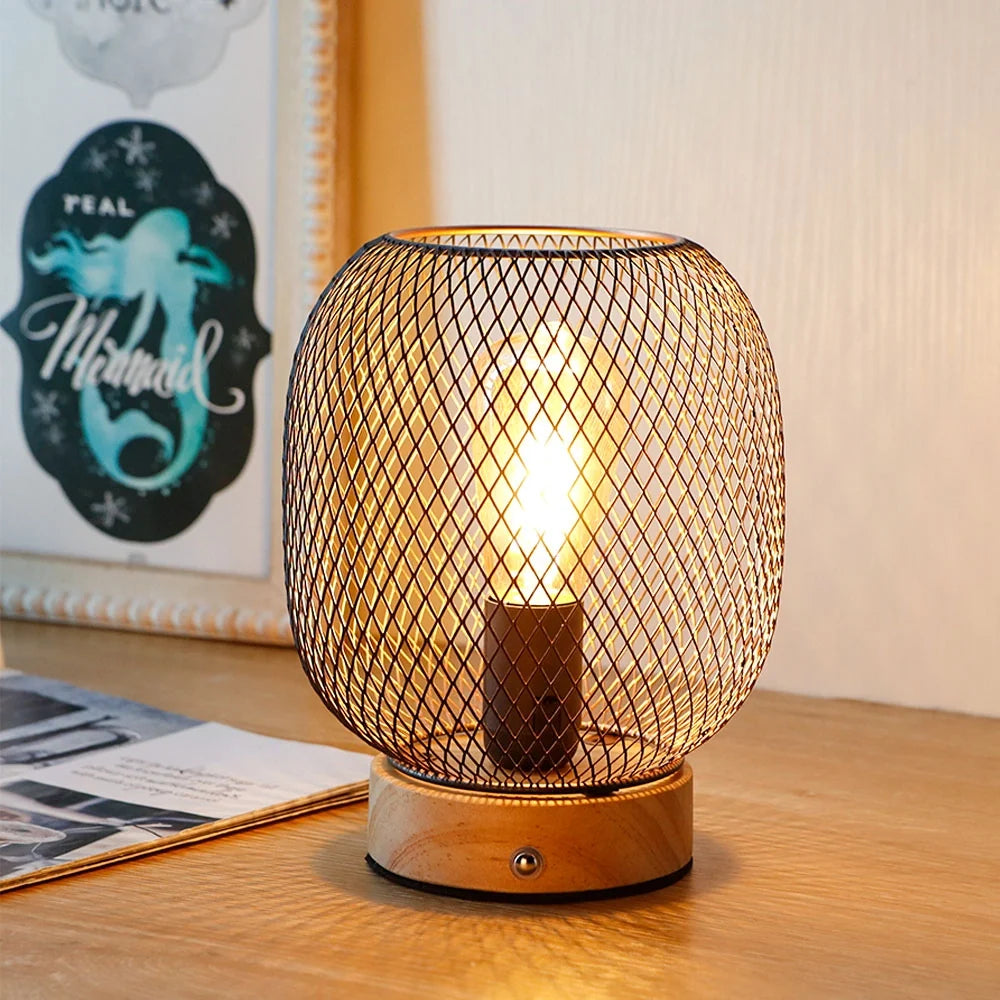 7.5''H Touch Adjustable Table Lamp(Wooden Base,Bronze round)