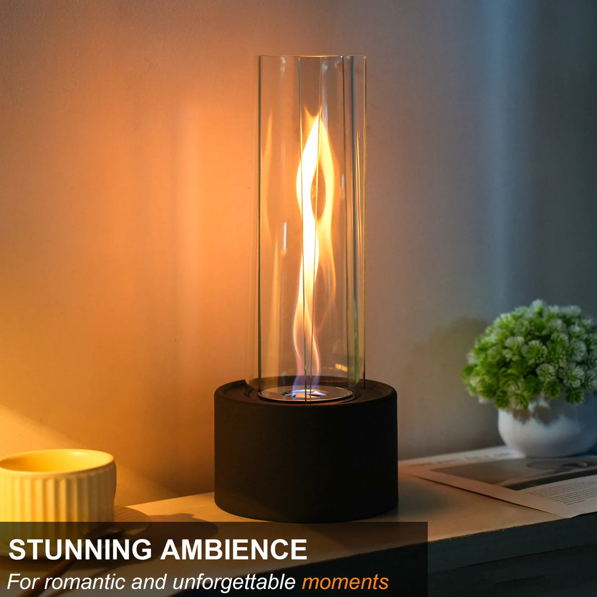 Cylindrical Bioethanol Vented-Free Fireplace