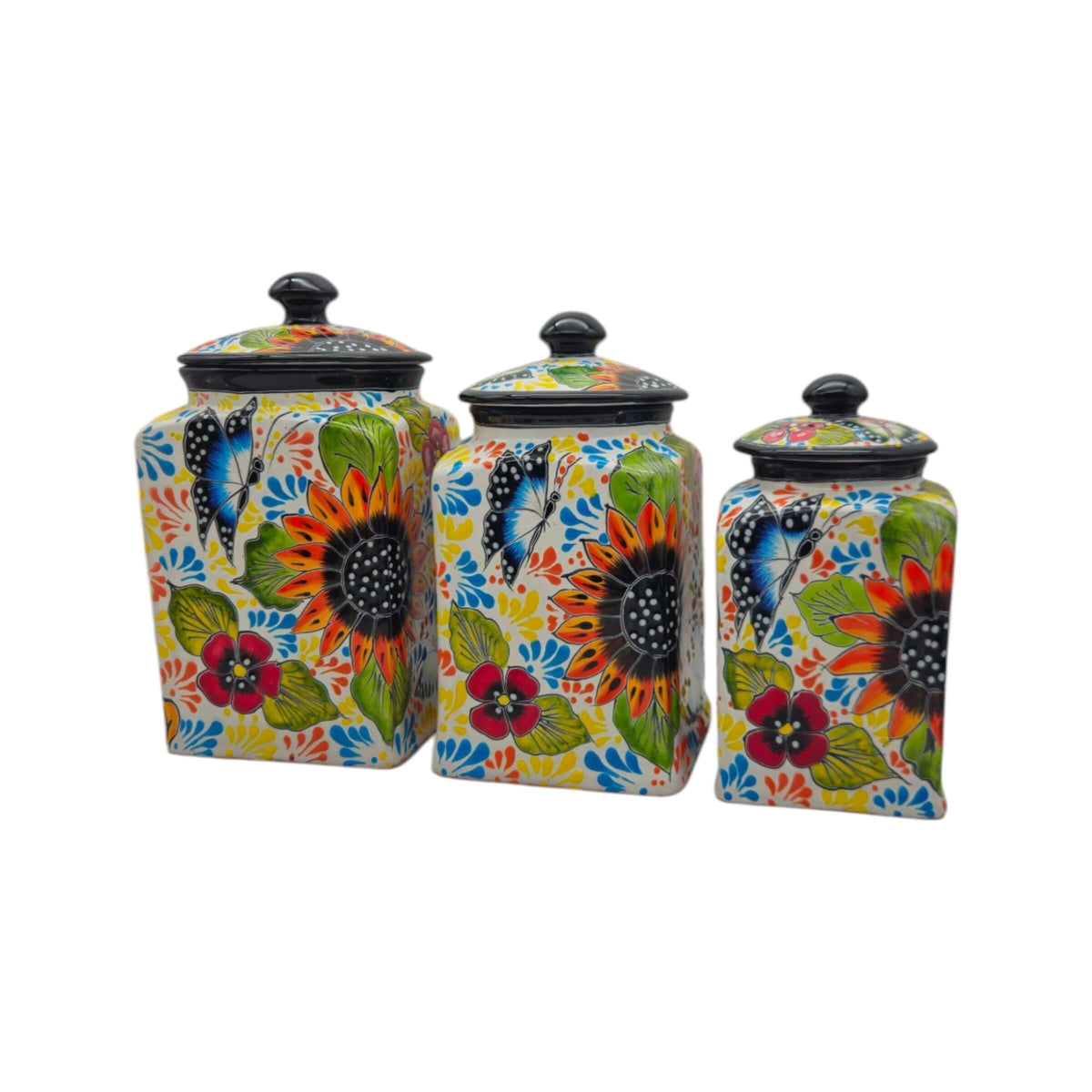 Talavera Canister Set | Sunflower Butterfly Kitchen Decor