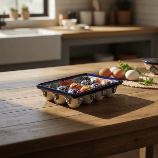 Talavera Egg Crate | Colorful Ceramic Egg Holder