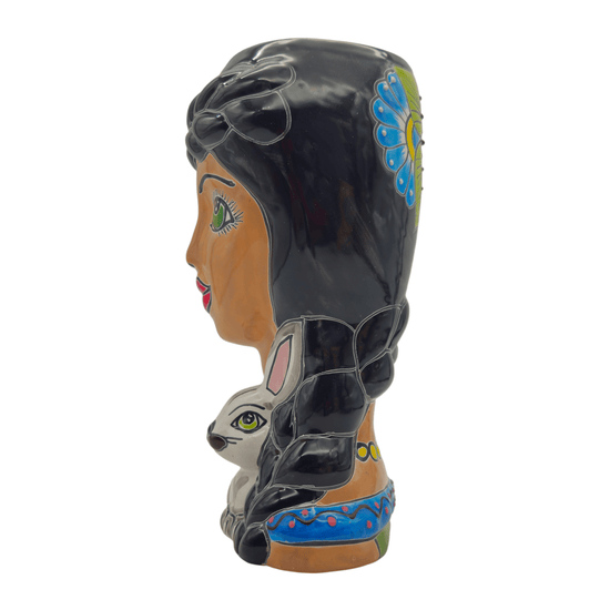 Talavera Lady & Bunny Planter | Colorful Mexican Decor