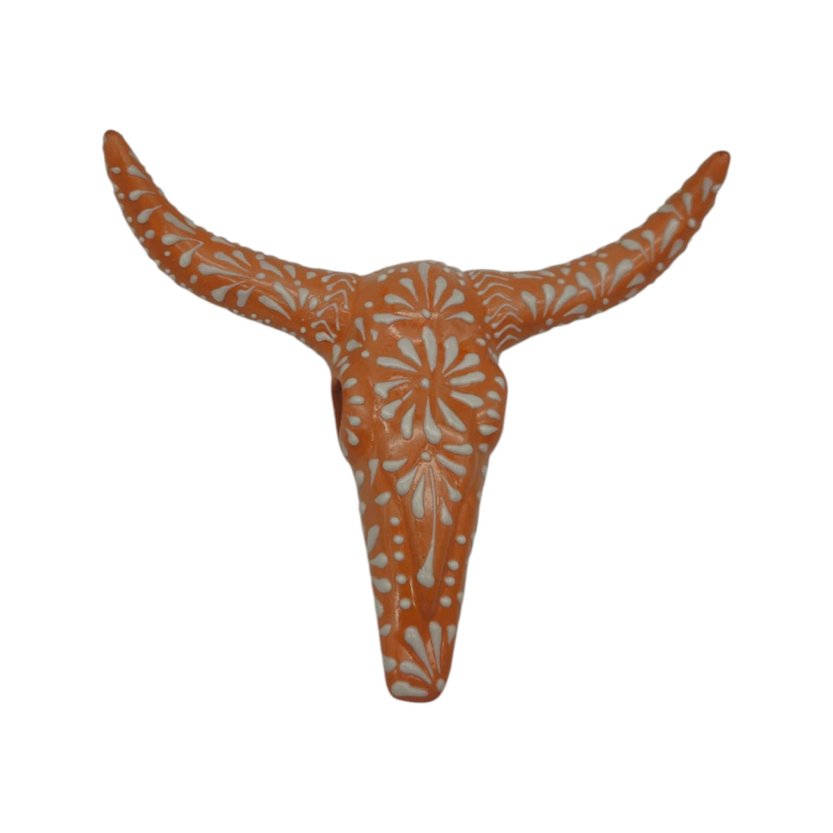 Talavera Longhorn Wall Art | Brown & White Mexican Decor
