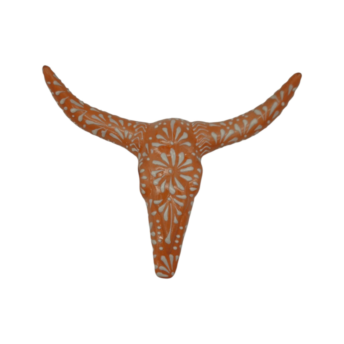 Talavera Longhorn Wall Art | Brown & White Mexican Decor