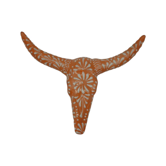 Talavera Longhorn Wall Art | Brown & White Mexican Decor