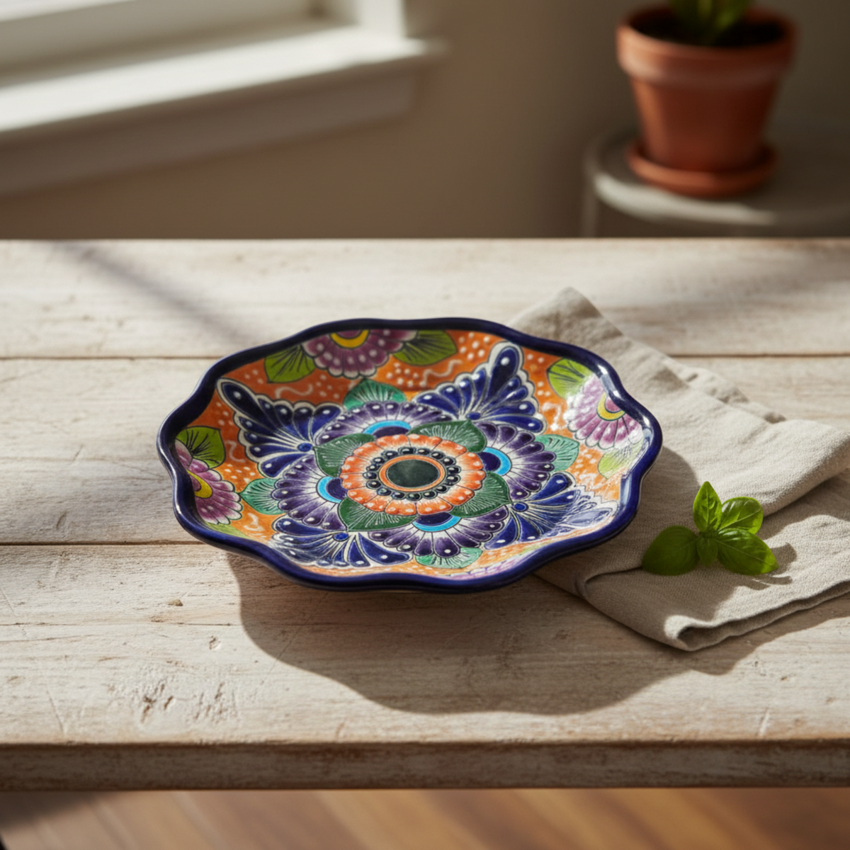 Talavera Plate | Hand-Painted Mexican Folk Art Dinnerware