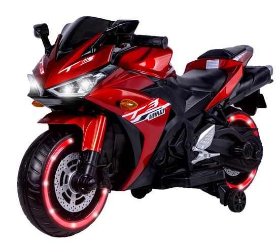 12V Kids Ride-On Motorcycle Toy with Training Wheels and Hand Control