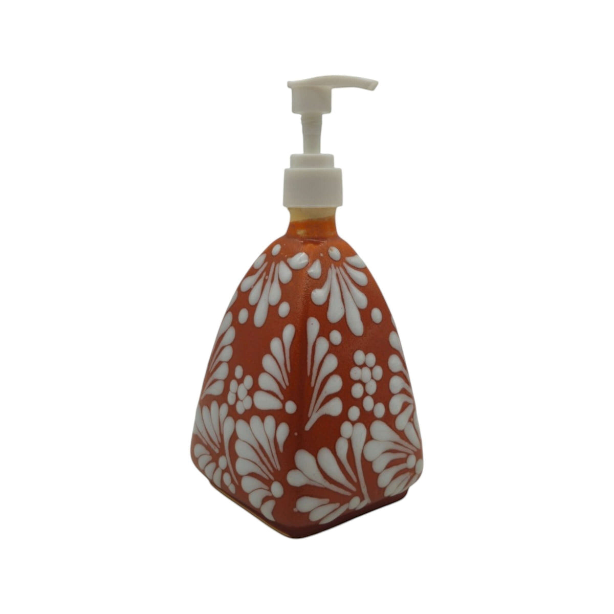 Talavera Soap Dispenser | Brown & White Pyramid Design