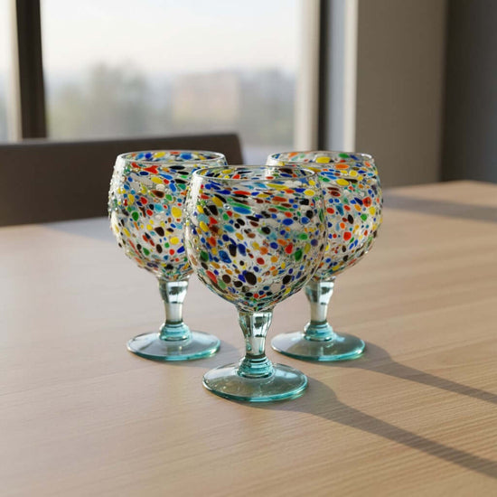 Handblown Mexican Shrimp Cocktail Glass | Confetti Pebble Fishbowl