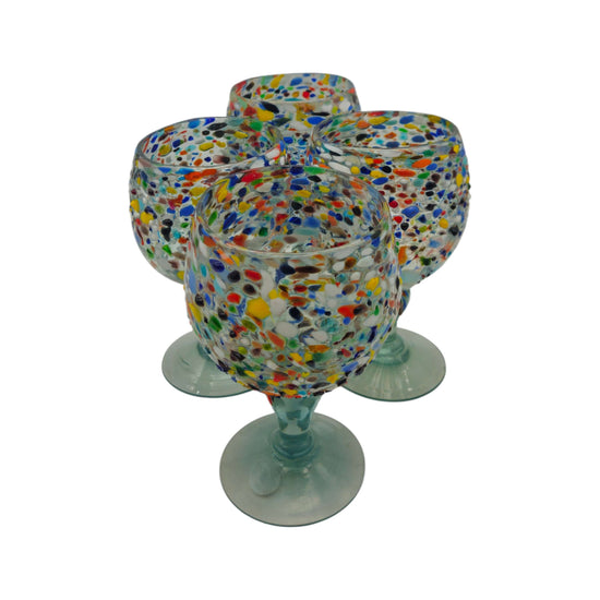 Handblown Mexican Shrimp Cocktail Glass | Confetti Pebble Fishbowl