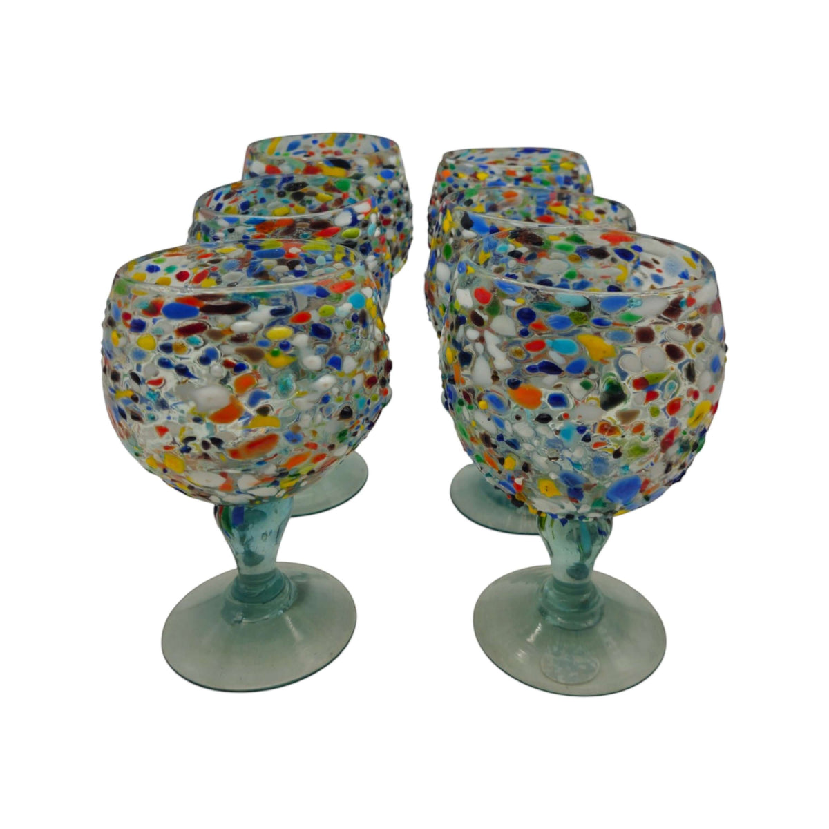 Handblown Mexican Shrimp Cocktail Glass | Confetti Pebble Fishbowl