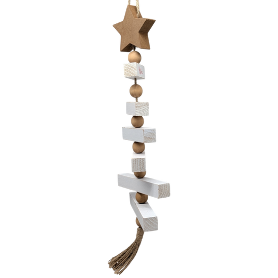 Wood Traditional Christmas Tree Shaped Wall Sign - White