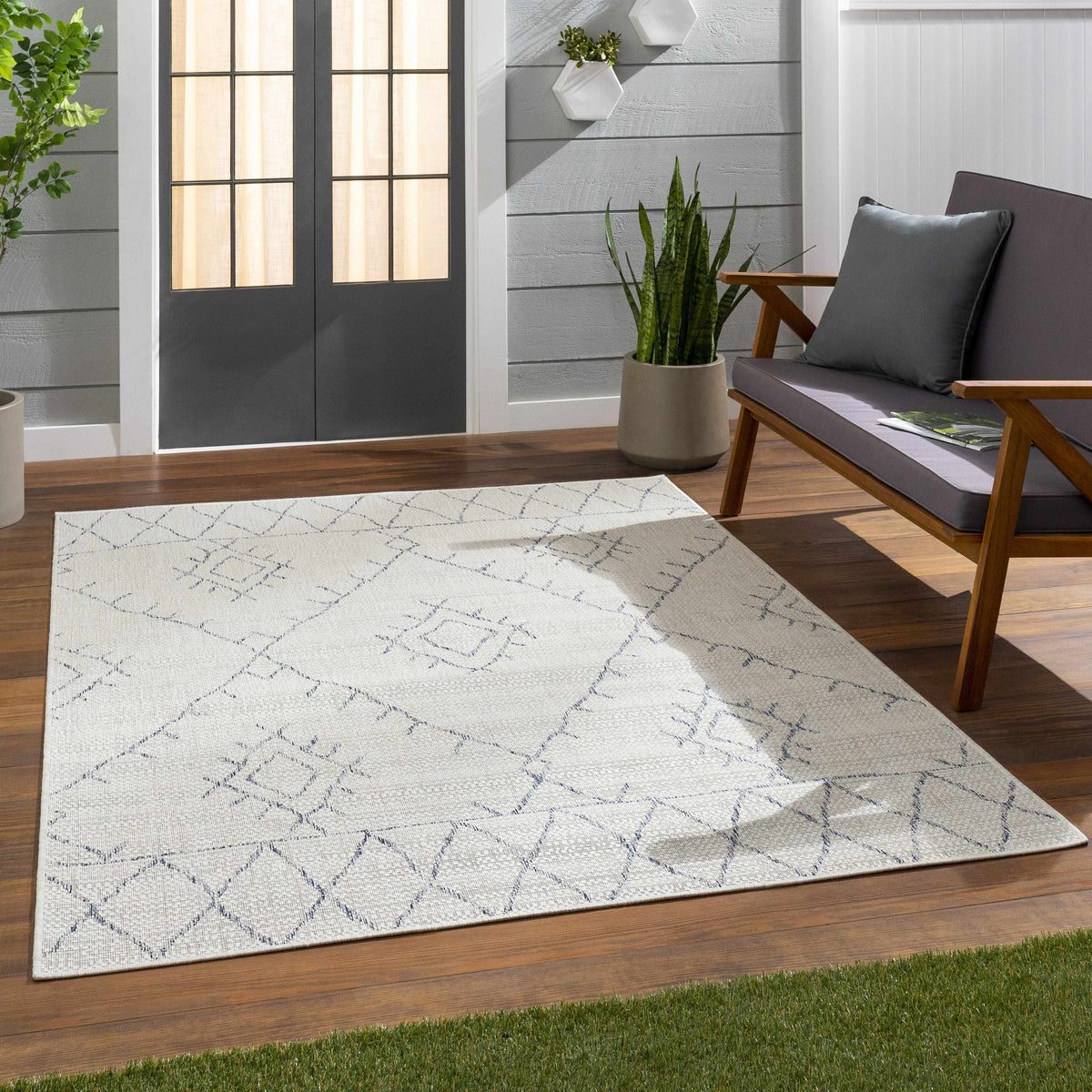 Marwood Gray&Blue Nordic Outdoor Rug - Clearance