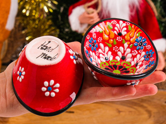 🕌 Handmade Turkish Cini Bowl – Christmas Gift - Olive Oil Dipping Dish