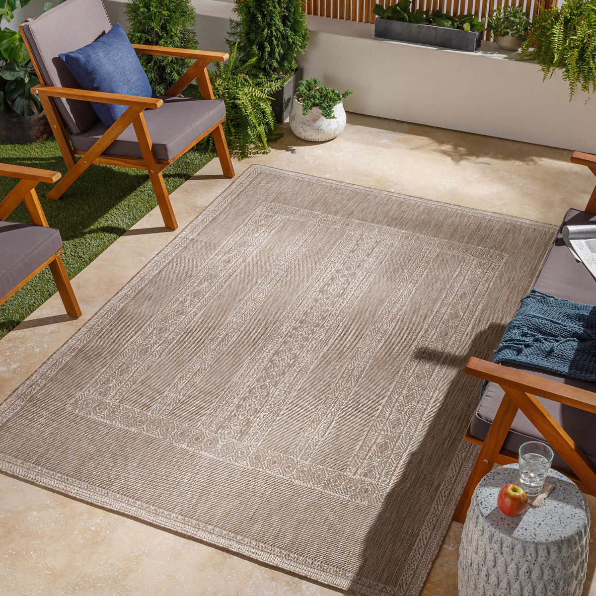 Unidos Beige Outdoor Area Rug - Clearance
